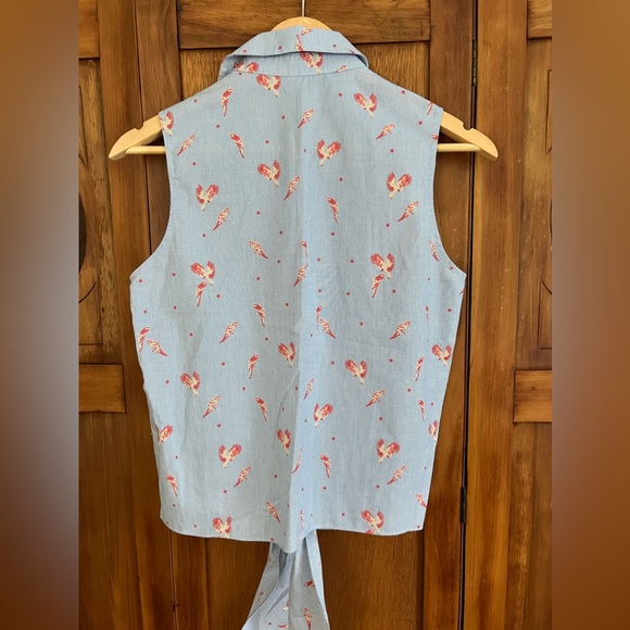 Stitch Fix Women’s SM Collective Concepts Parrot Talmadge Tie Front Cotton Top - Picture 4 of 4